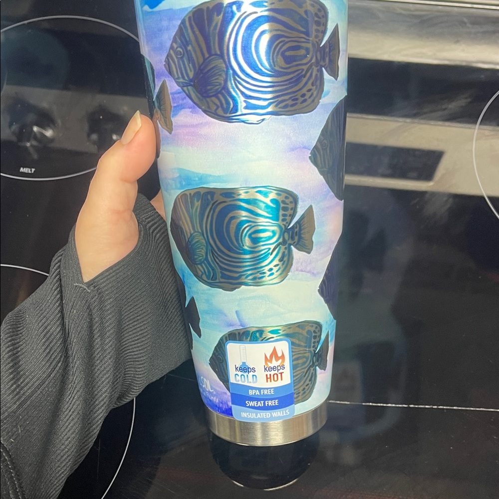 NWT Meteor Blue Fish Patterned Insulated 30 oz Tumbler